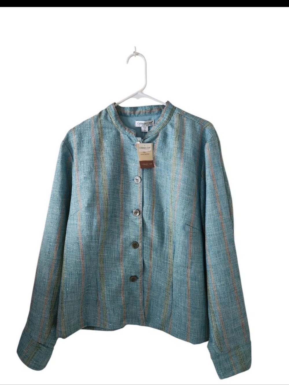 Coldwater Creek Teal Striped Textured Jacket New